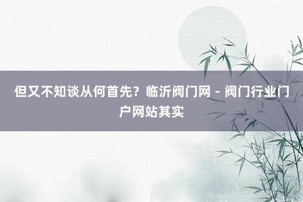但又不知谈从何首先？临沂阀门网 - 阀门行业门户网站其实